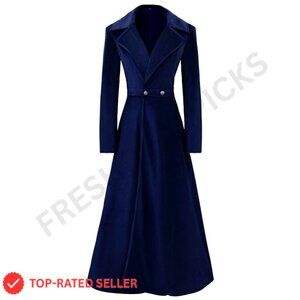 Victorian Trench Coat Double Breasted Long Winter Jacket Vintage Overcoat
